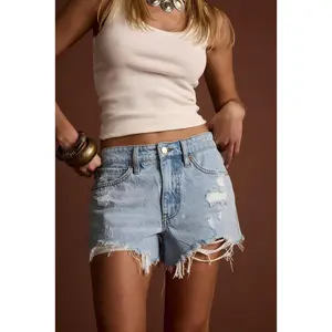 Bronco Light Denim Distressed Shorts
