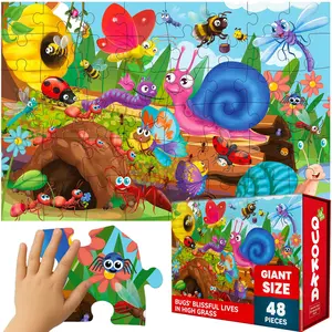 QUOKKA Giant Floor Jigsaw Puzzles for Kids, 48-Piece Bugs-Themed Puzzles