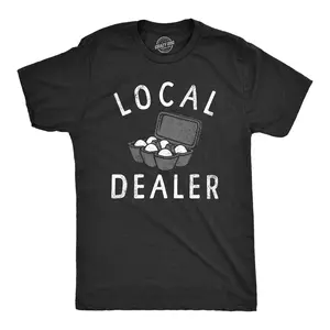 Mens Local Egg Dealer T Shirt Funny Easter Sunday Eggs Joke Tee for Guys Mens Funny T Shirts Cool Vintage Fashion T-Shirt Gift Classic Menswear Easter Apparel for Men Funny Sarcastic Short Sleeve Novelty Tees Black -