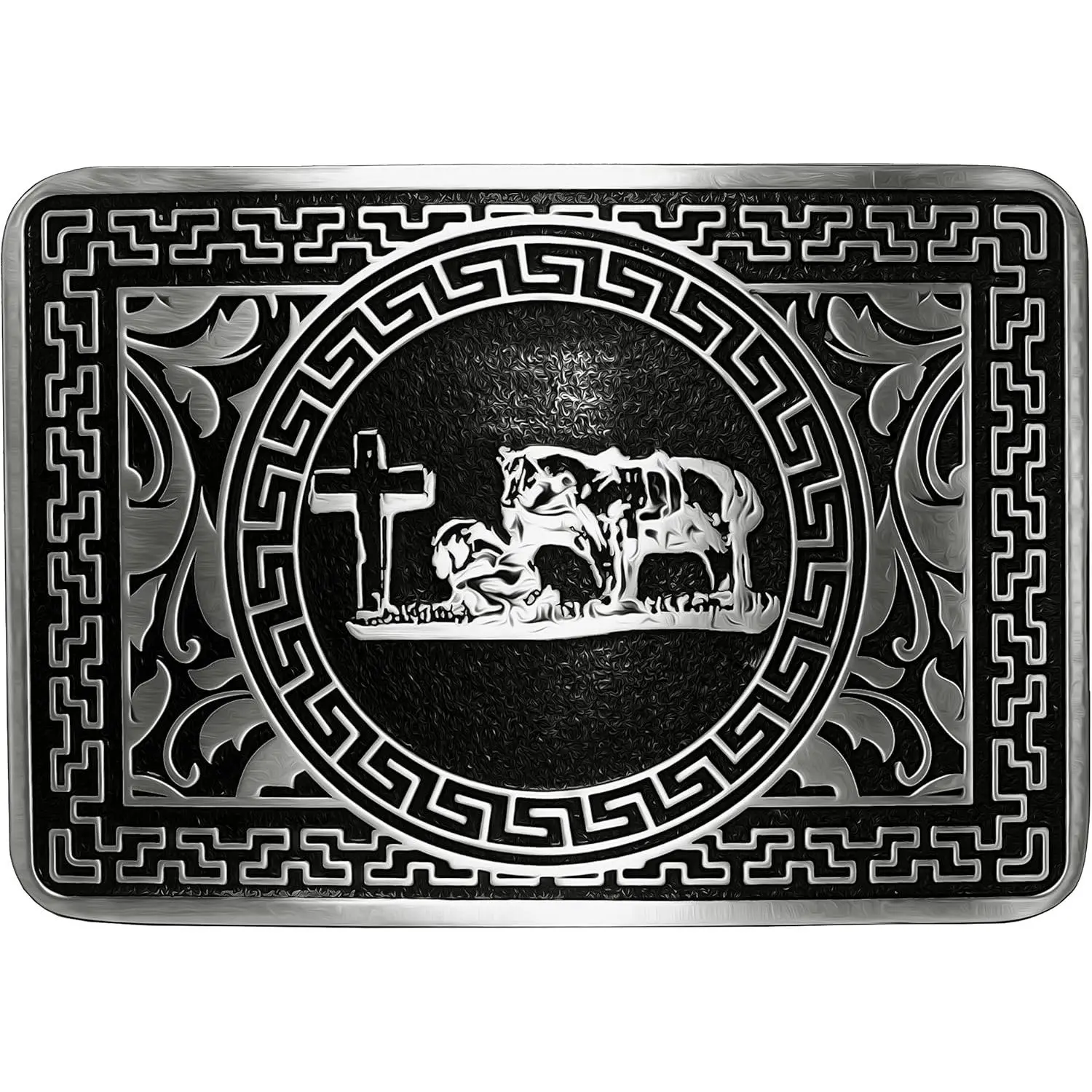 Western Belt Buckles for Men - Religion Cross, Kneeling Cowboy Prayer, and Horse Design Fashion Accessory