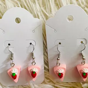 Strawberry cake hook earrings
