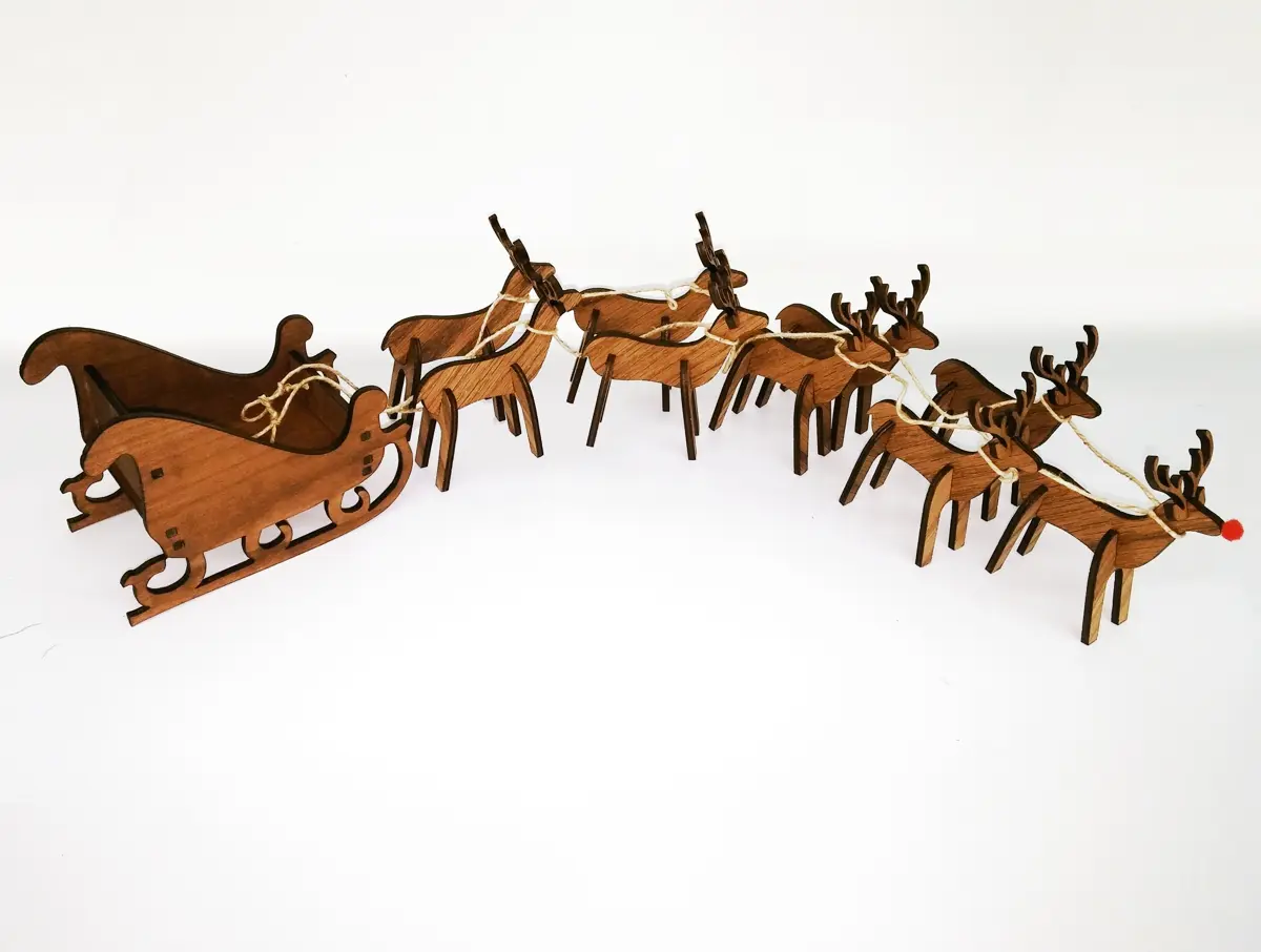 Wooden Reindeer Sleigh Set | Christmas Decoration | Wooen Christmas Decor
