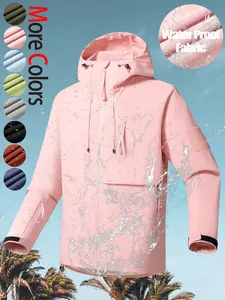 Unisex fashionable casual waterproof, abrasion-resistant and crease-resistant hooded hiking jacket. Versatile design with multiple zipped pockets, ideal for couples' outdoor activities and cycling. Suitable for wilderness adventures, fishing and running.