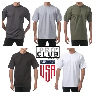 5 Pack Pro Club Men's Heavyweight Short Sleeve Crewneck Classic Menswear men gifts tee tshirt unisex cotton Outfit Thick Fabric Streetwear