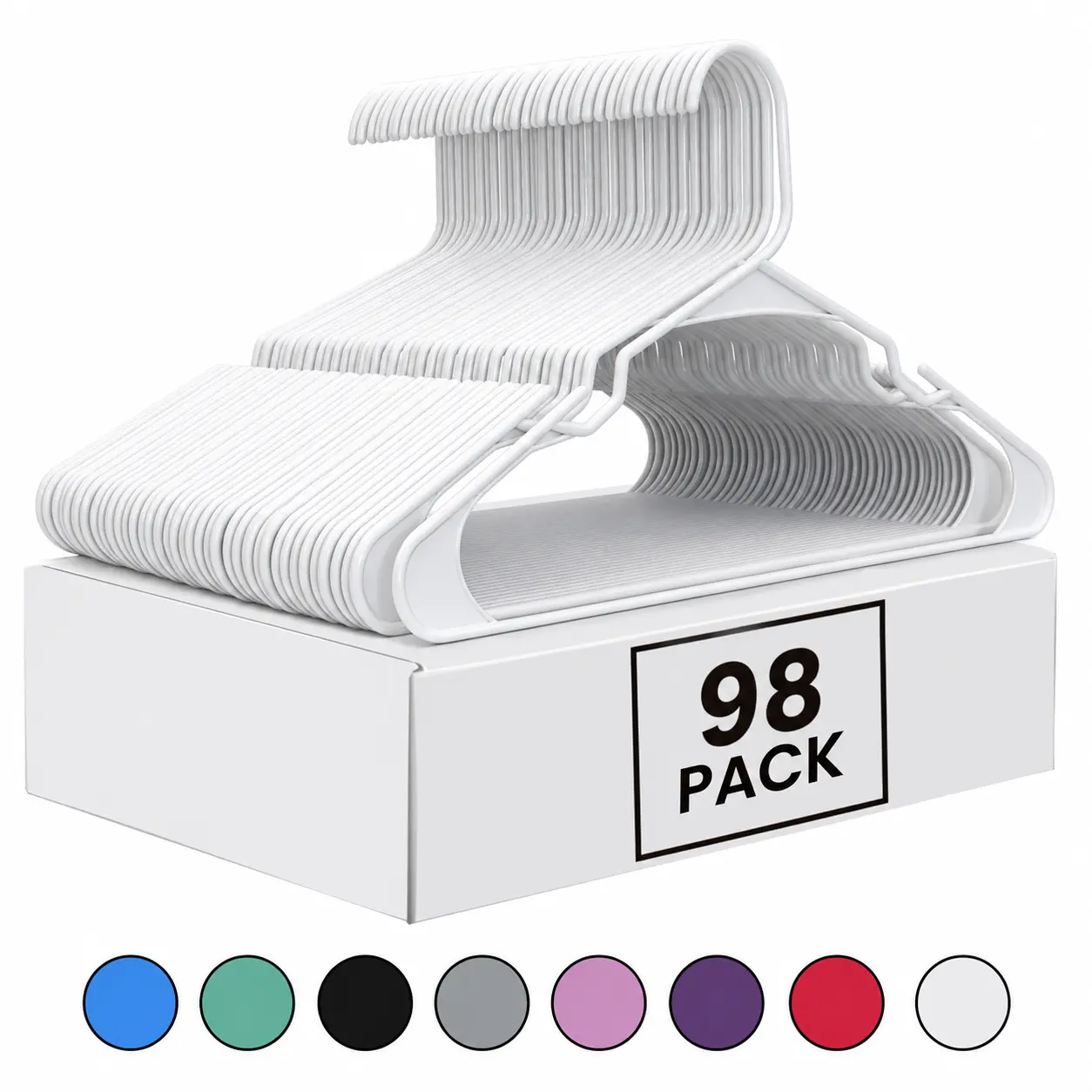 Plastic Hangers - 16x8.8" Bend-Resist Durable Hanging Closet Organizers with Shoulder Grooves for Shirts, Space-Saving Strap-Ready Design