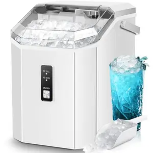 Nugget Ice Maker Countertop - 35lbs/24H Stainless Steel Self-Cleaning Crushed Ice Machine for Home, Office & Bar - Compact Portable Pellet Ice Maker with Handle & One-Click Operation
