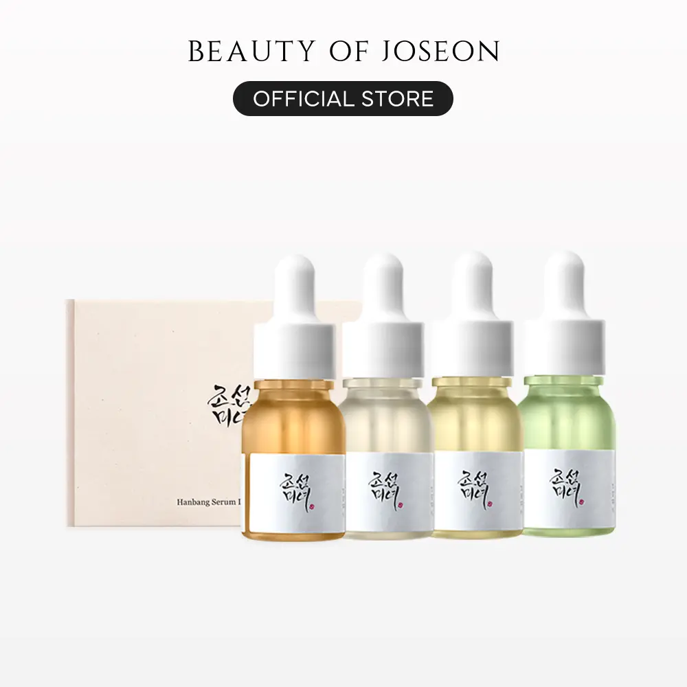 [Beauty of Joseon Official] Hanbang Serum Discovery Kit (Calming Serum + Glow Deep Serum + Glow Serum + Revive Serum) | Travel Size Herbal Korean Skincare, Gift Set, Soothing, Brightening Pigmentation, Nourishing Moisture, Propolis Repair