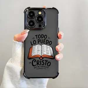 Aesthetic Christian Bible Verse Cellphone Casing, Electroplated Airbag Shockproof Slim Soft TPU Cover for iPhone X,11,12,13,14,15,16,17 Pro Max Plus, Handheld Devices Cellphone Accessories