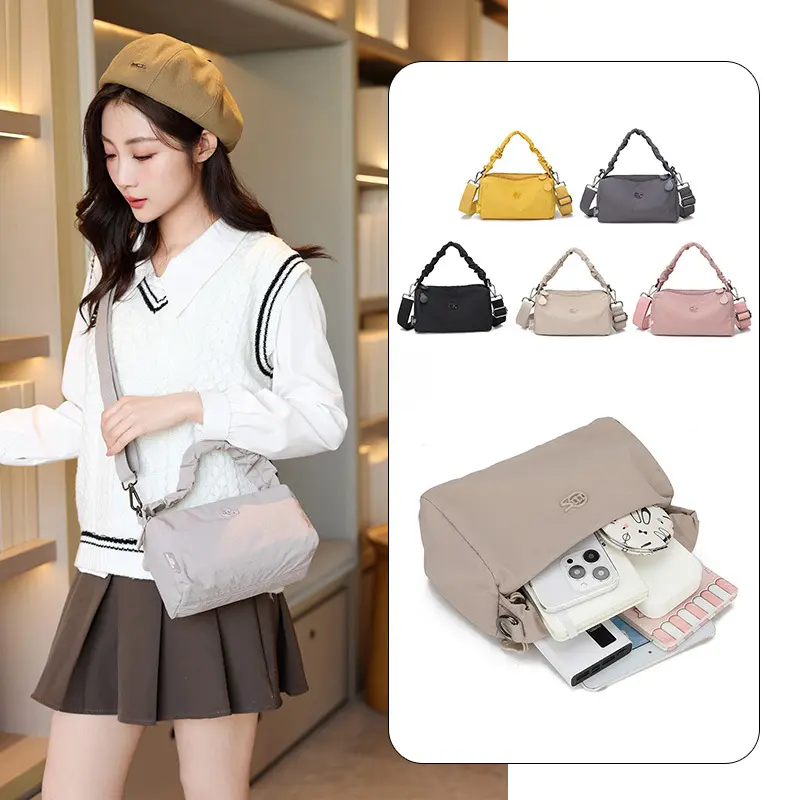 8118 Women's Nylon Portable Pillow Bag 2026 New Simple Shoulder Crossbody Bucket Bag