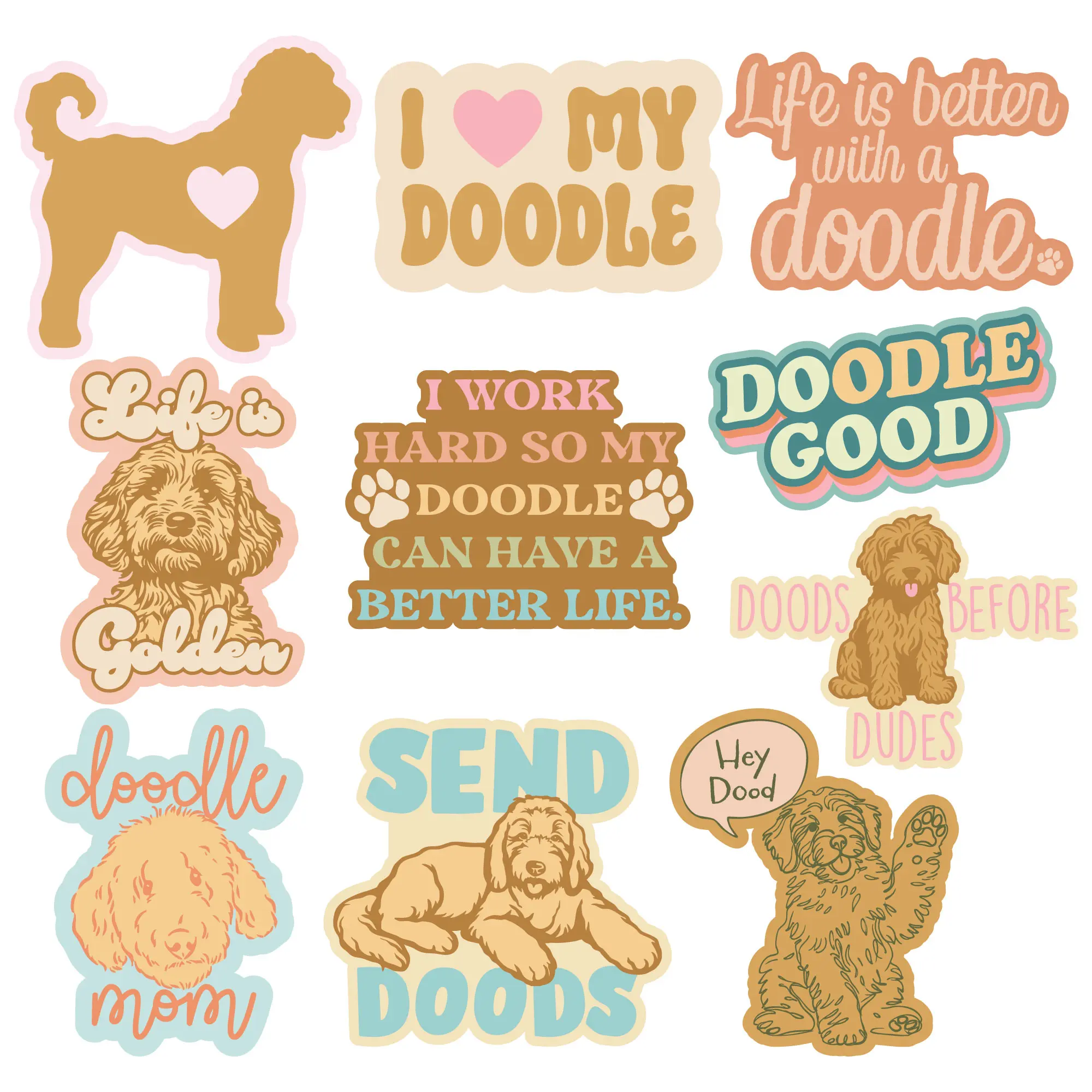 Doodle Sticker Extra Large Stickers Funny Dog Lover Adhesives with Memes Funny Stickers with Colorful Graphic Decals Funny Dog  Multi -
