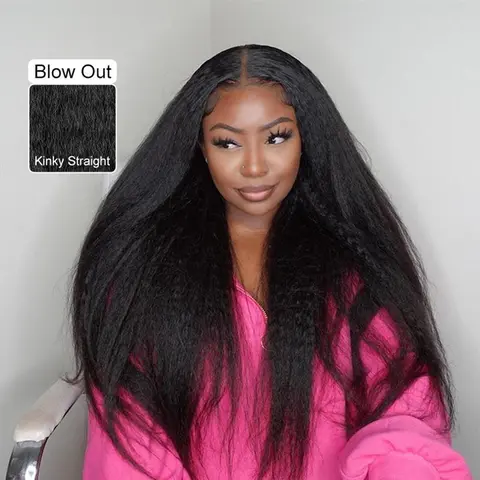 BGMgirl Kinky Straight Yaki Straight 7x5 & 9x6 HD Lace Wear Go Wig 180% Density Glueless 100% Human Hair Wig 360 Lace Pre-Plucked Pre-Cut Fall Hair #sohochic #tiktokshopstockup