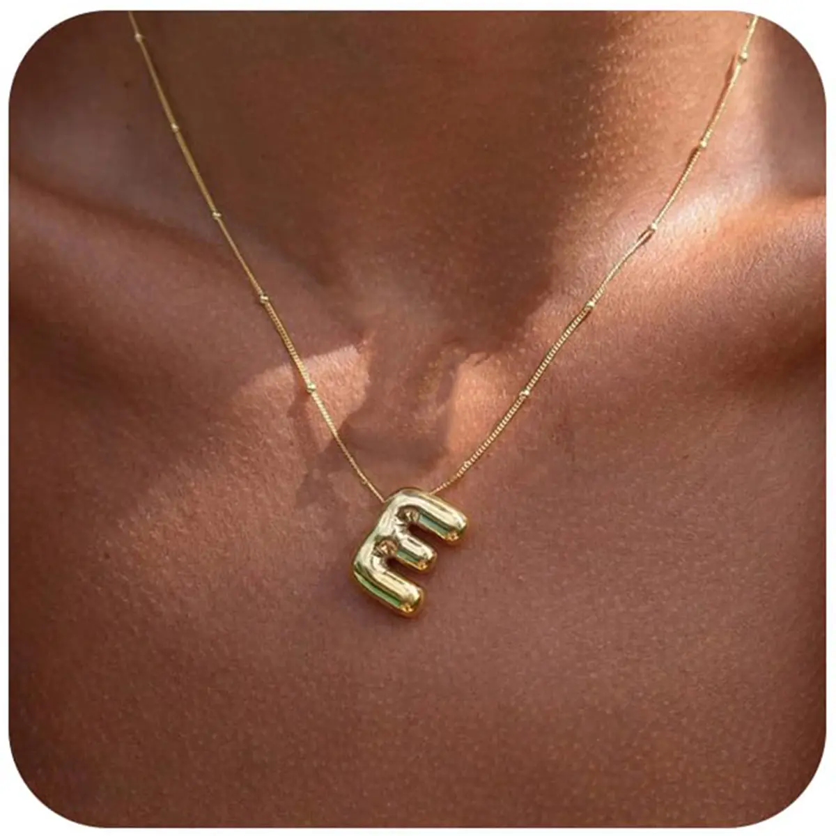 Bubble Letter Necklace for Women, 18k Balloon Initial Letter Pendant Necklace Initial Necklaces for Women Trendy Chunky Custom Name Necklace Jewelry for Women