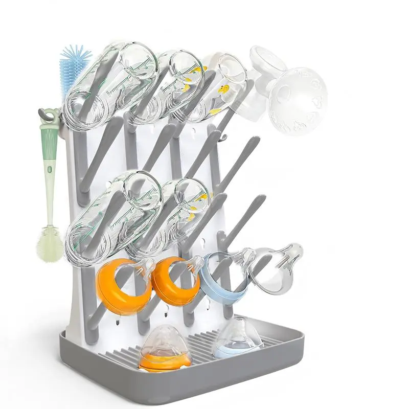 Baby Bottle Drying Rack, Large Capacity Baby Bottle Dryer Storage Holder, Baby Feeding Accessories durable Organizer With Drain Tray, For Bottles, Nipples, Pacifiers & Breast Pump Parts