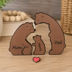 3-Piece Family Bear Statues Set