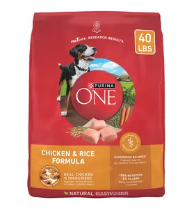 Purina ONE Natural Adult Chicken & Rice Formula Dry Dog Food 40-lb Bag with Real Chicken Antioxidant Sources Glucosamine & Omega-6 Fatty Acids