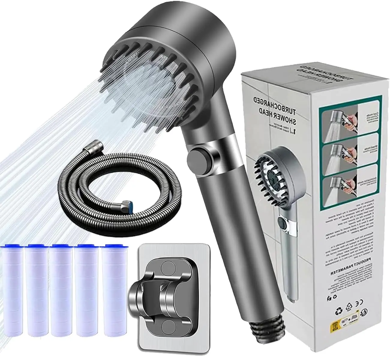 Multifunctional Rainfall Handheld Shower Set - High Pressure, Water Saving, Handheld Attachment, Filter Replacement, Easy Installation, No Plumber Needed for Home Spa Use, High Pressure Showerhead, Handheld Shower Attachment