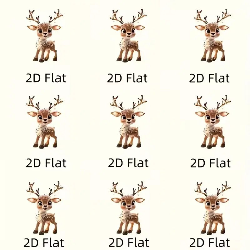 2D Flat 9-Piece Set Christmas Glittering Reindeer Indoor/Outdoor Home Car Rearview Mirror Decoration Seasonal Tree Hanging, Durable Material, Perfect for Christmas