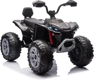 Black 24V Kids Ride On ATV Car Two Seater With Powerful Motor Hydraulic Suspension Led Lights Mp3 Music And Safety Certification Black Three Speed Settings Vacuum Tires