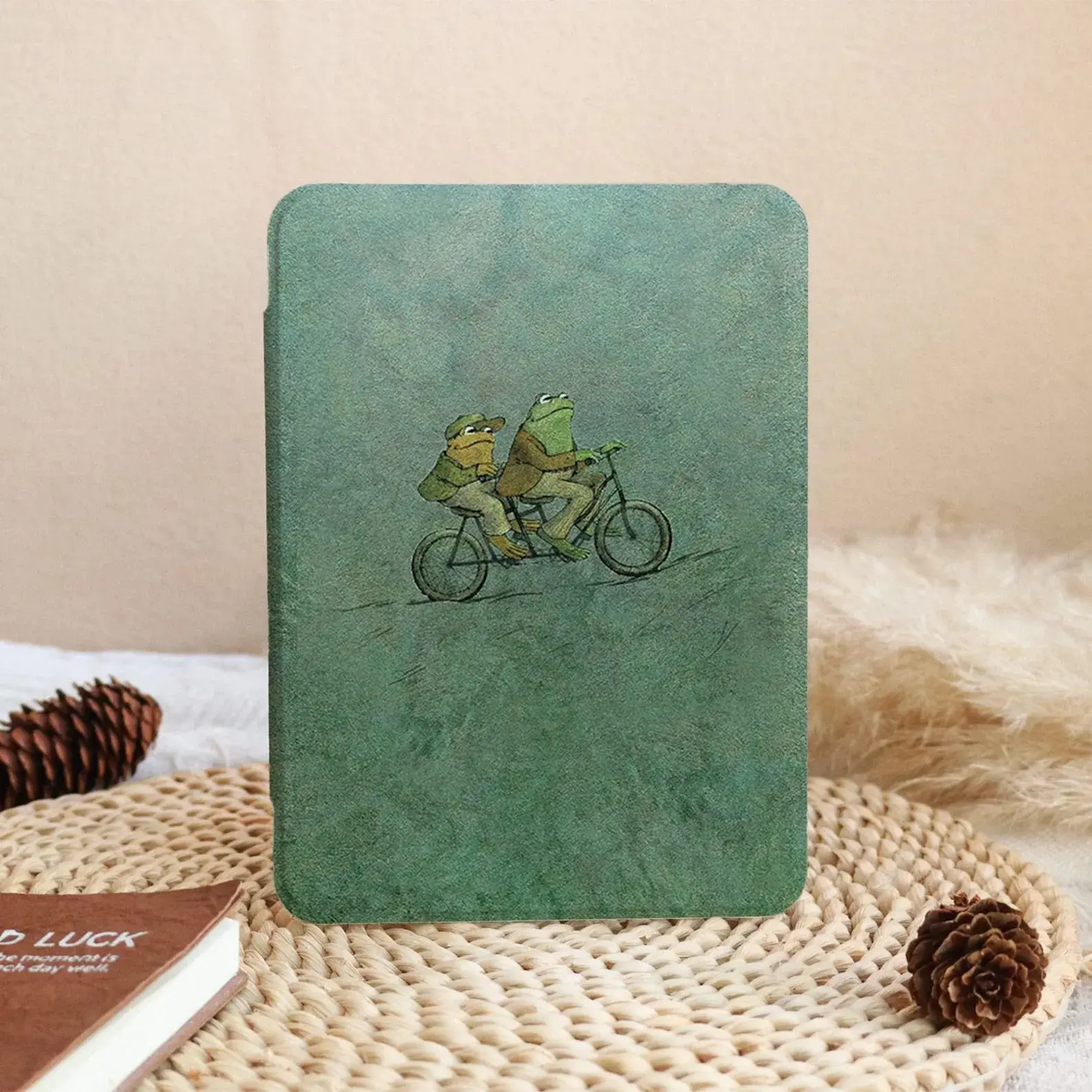Frog Bike Green Kindle Case With Hand Strap for Paperwhite 7" 7 inch