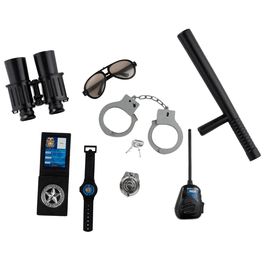 Police Officer Role Play Kit | Includes Badge, Handcuffs, Radio, Baton, Glasses & More Pretend Play Toy for Boys & Girls - Kids Fun Birthday Gift