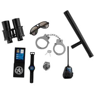 Police Officer Role Play Kit | Includes Badge, Handcuffs, Radio, Baton, Glasses & More Pretend Play Toy for Boys & Girls - Kids Fun Birthday Gift