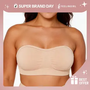 FeelinGirl Truekind Convertible Strapless Bandeau Bra with Wireless Comfort, Anti-Slip Grip & Removable Straps Seamless Daily Bras Adjustable Straps Soft Fabric Basic TiktokSuperBrandDay