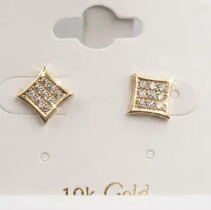 10KT Gold CZ Diamond Shape Stud Earrings