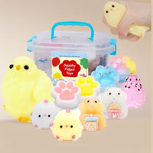 10 Pack Taba Squishies with Toy Box & Cute Stickers, Kawaii Squishy Stress Relief Toys Party Favors for Kids 4-8 8-12, Squishy Sensory Fidget Toys for Kids, Birthday Xmas Gifts for Girls&Boys