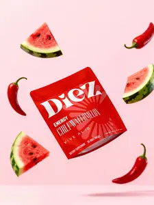 Diez Energy Chili Watermelon Gummies with Vitamin B6 B12 Niacin L-Theanine Alpha-GPC Cordyceps Mushroom Green Tea Extract Guarana Seed Extract Natural Caffeine