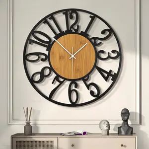 Large Wall Clocks,Silent,Non Ticking, Operated Rustic Round Modern Big  Wall Clock for Living Room, Bedroom,Kitchen,Farmhouse,Office,Home Decor
