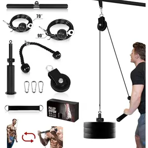 Fitness LAT and Lift Pulley System, Dual Cable Machine(70'' and 90'') with Upgraded Loading Pin for Triceps Pull Down, Biceps Curl, Back, Forearm, Shoulder-Home Gym Equipment(Patent)