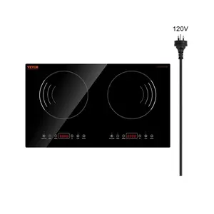 VEVOR Induction Cooktop, 1800W Electric Countertop Burner, 2 Burner Touch Control Stove, Built-in Induction Cooktop with 9 Power Settings, Child Safety Lock, Timer, Glass SurfaceSummervibes