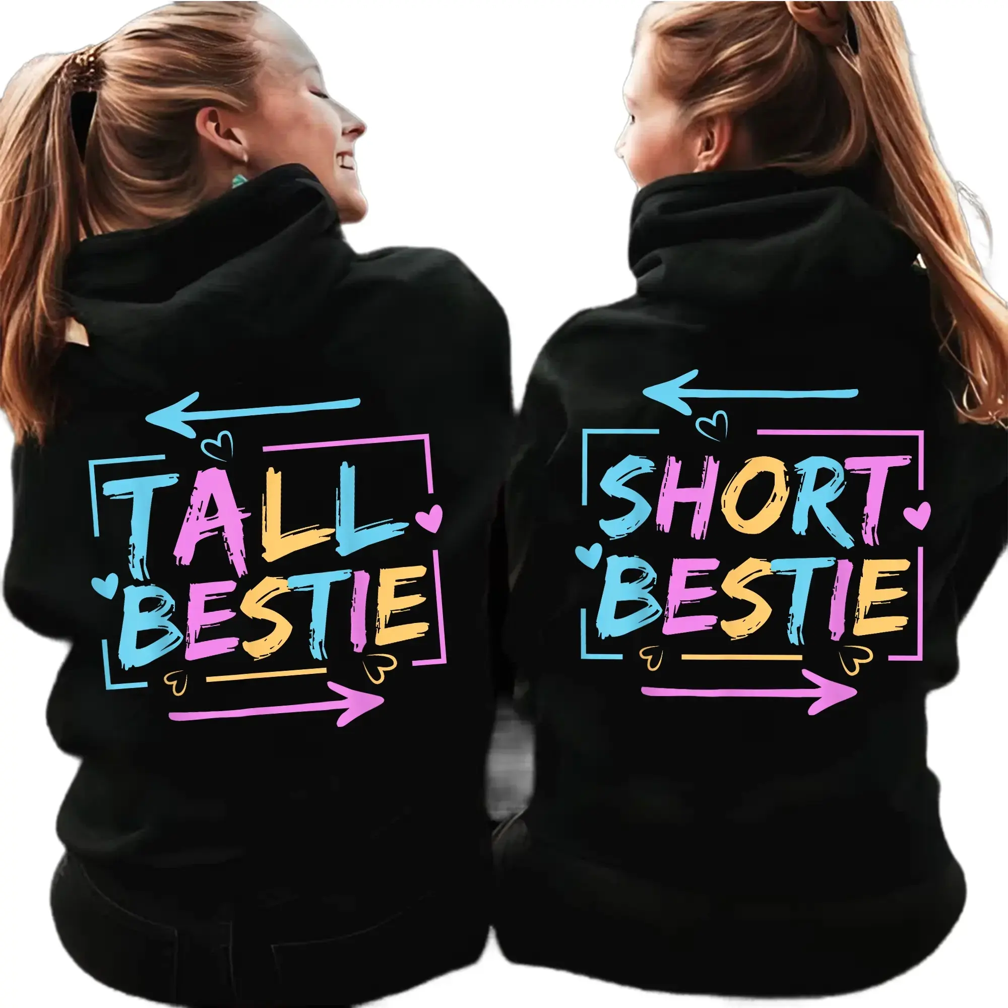 Tall and Short Besties Matching Hoodie, Funny Best Friend BFF Hoodie Couples Matching Outfits Bestie Best Friend for Women Unisex, Perfect Gift Anniversary Clothes