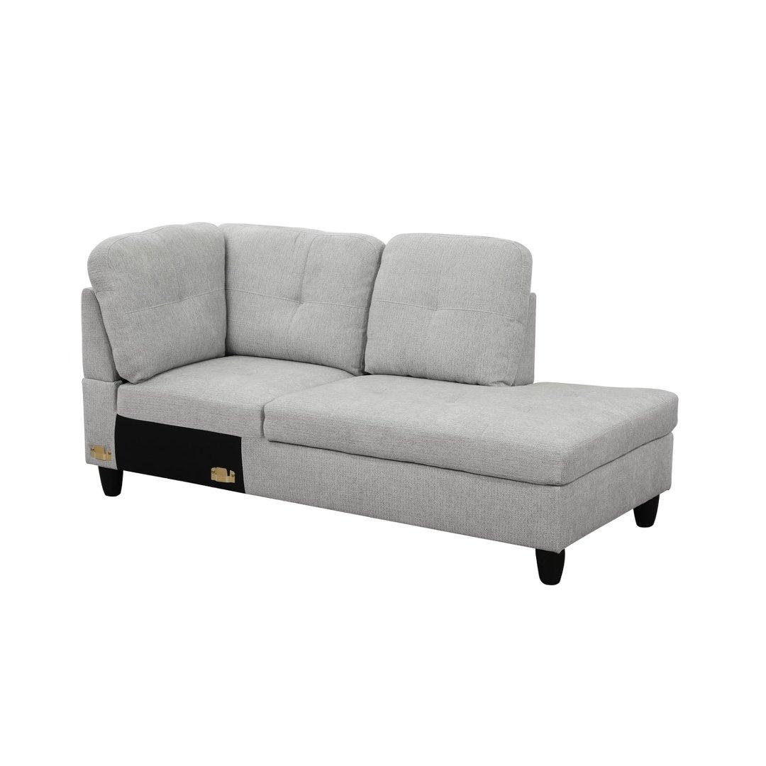 Light Grey Flannel 3-Piece Couch Living Room Sofa Set