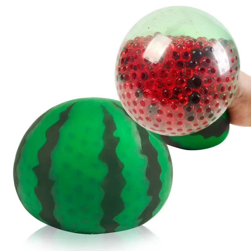 Extra-Large Stress-Relief Squeeze Toy — TPR Bead-Filled Watermelon Squeezy — Ultimate Stress-Busting Gadget