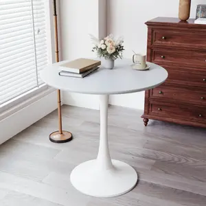 ARCH 31.5" White Round Dining Table, Tulip Table Kitchen Dining Table 2-4 People with MDF Table Top & Pedestal Base, Mid-Century End Table Leisure Coffee Table Office Living Room Table