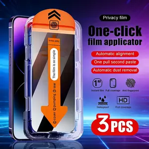 3pcs Full Cover Privacy Protective Tempered Glass Screen Protector For iPhone 15 Pro Max/15 Pro/15/15 Plus/9H+ Hardness, Ultra HD, Anti-Scratch, Anti-Fingerprint, Easy to Install, Anti-Peeping