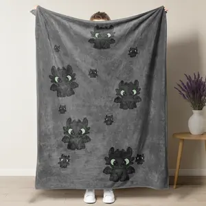 Cute Toothless Dragon Blanket, How to Train Your Dragon Night Fury Print, Soft Fleece Throw for Kids Boys & Girls, Perfect Gift for Home Decor, Cozy Throw Blanket