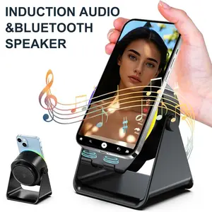 Wireless Induction Audio Speaker Stand,4in1 Cellphone Holder,360° Adjustable Mobile Tablet Stand with Colorful Ambient Light Gifts for Men Women,TikTokShopBlackFriday