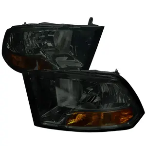 2009-2018 RAM 1500 / 2019-2021 RAM Classic / 2010-2018 RAM 2500 3500 Factory Dual Style Headlights (Chrome Housing/Smoke Lens) Led Headlamps Bulbs