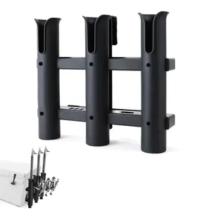 Tube 3 Rod Fishing Pole Holder Rack with Screws Side Mount, Fits Boat Kayak Garage Truck, Fishing Pole Storage