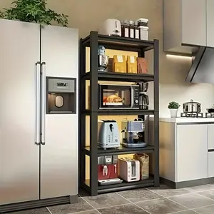 5-Tier Warehouse Shelving, 59"H × 27.5"W × 11.8"D, 1500 Lbs Heavy-Duty Reinforced Steel Shelving Unit, Adjustable Garage Shelving, Black Shelving Unit, Suitable For Basements, Warehouses, Supermarkets, And Subway Industrial Shelving, Utility Shelves