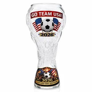 Soccer Fan Trophy-Style Glass Beer Mug Cup - 310ml Tumbler, Sports-Themed Kitchen Drinkware for Game Day, Gift for Football Lovers