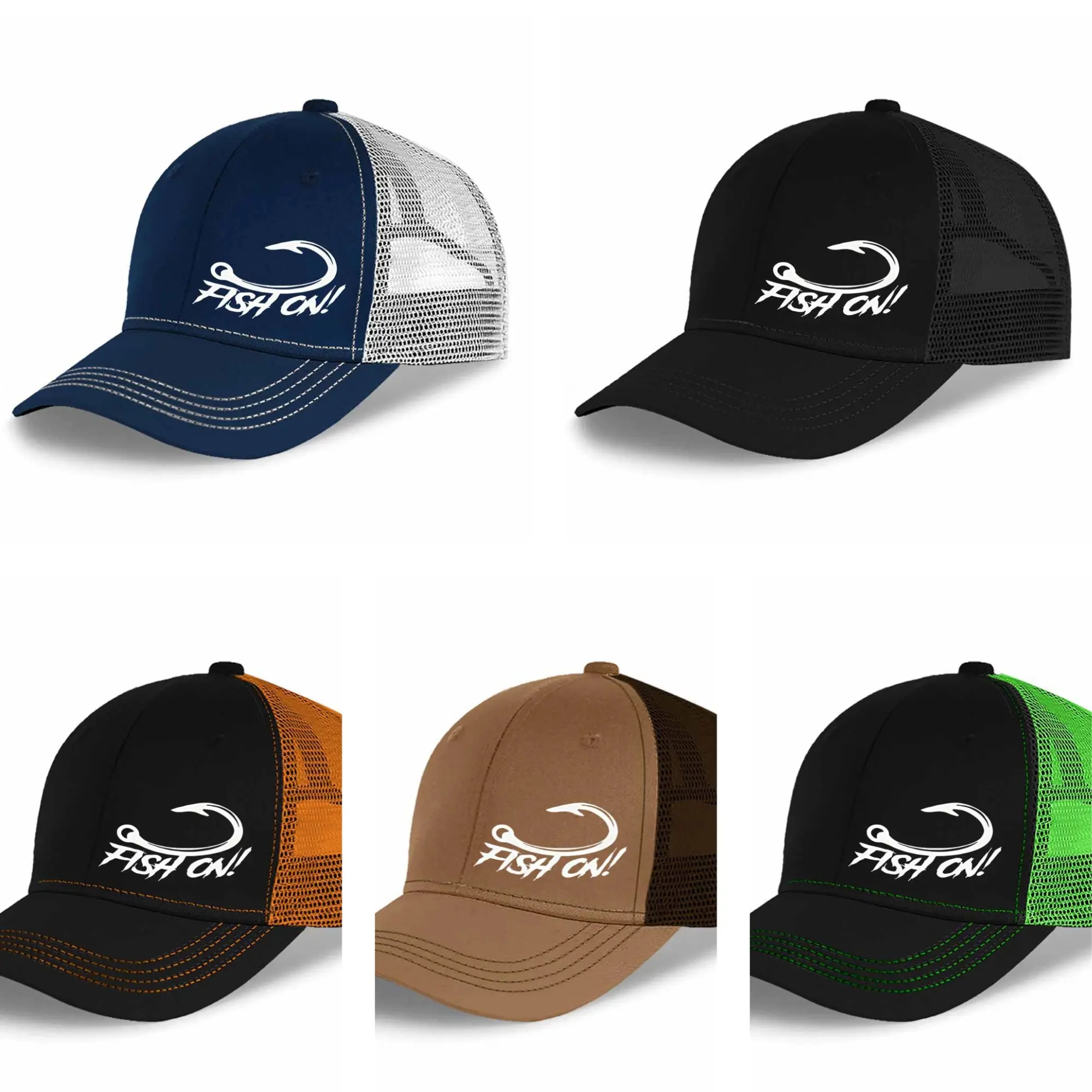 Mens Athletic Hat, Fish On Printed Lightweight Polyester Baseball Cap, Adjustable Outdoor Headwear for Sun Protection, Athletic Hats, Mens Hats