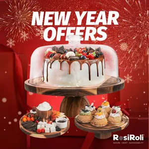 【NewYear2026】RosiRoli Acacia Wood Cake Stand with Lid, (2-in-1) Multi-Functional Serving Platter,12in Round Display Set & Charcuterie Board for Cheese, Dips, Nachos, Fruit Platter