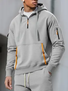 Men's New Hooded Zipper Jacket, Loose Fit Fleece Lined Winter Coat, Casual Long Sleeve Outerwear for Cold Weather