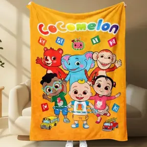 Soft Funny Throw Blanket Cocomelon Cartoon Blanket,Super Soft Cozy Plush Blanket For Kids,Warm nap Blanket Suitable For Sofa Bedroom Extra Soft Cozy Baby Blanket