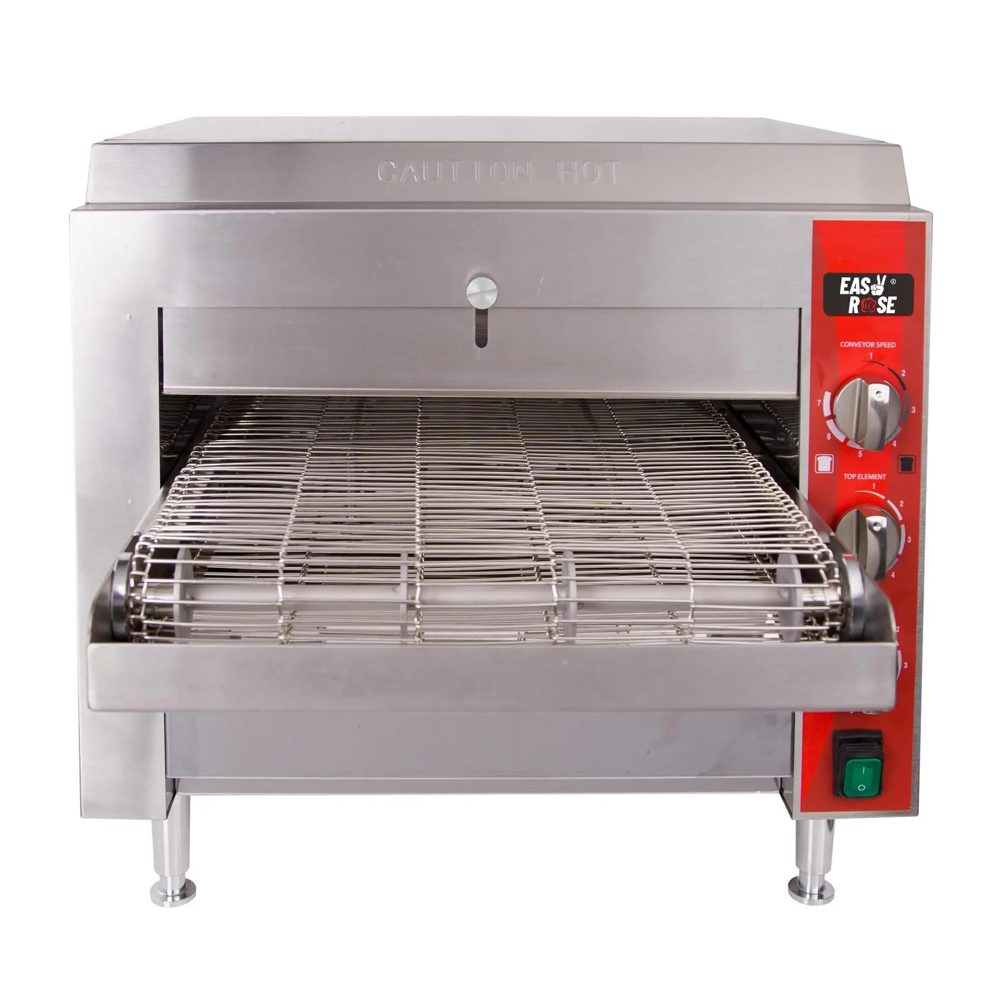 HAKKA FOOD PROCESSING 10.5" Commercial Countertop Conveyor Pizza Oven - Compact 2800W 208V Stainless Steel Model, Conveyor Bake, 7 Adjustable Speed Settings, Adjustable Temperature & Heat Shields, ETL Listed for Restaurants, Food Trucks, Snack Bars