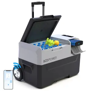 Wheeled Solar Fridge Freezer – 32QT / 42QT / 52QT 12V Portable Cooler for Camping & Tailgating, Waterproof Ice Box.
