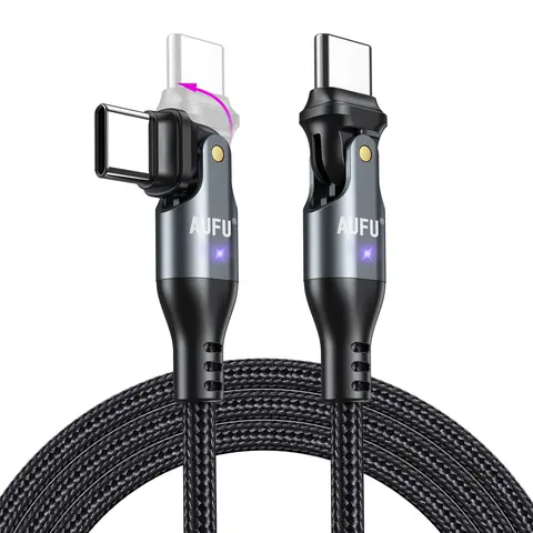 AUFU Durable Aluminium Alloy USB-C to USB-C Charger Cord - 240W PD 3.1 3x Faster Charging, 3.3ft/6ft/10ft with 24/7 Temperature Control for Smartphone (iPhone 15/16), MacBook, iPad, Electronic Devices
